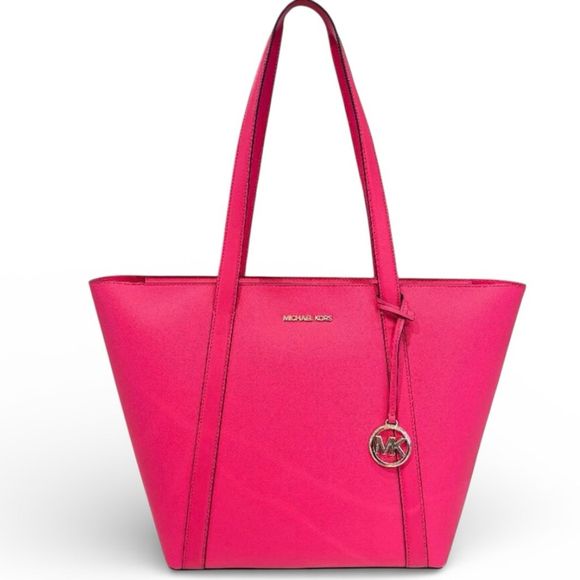 Michael Kors Pratt Lg Pink Tote Electric Pink - Picture 2 of 6